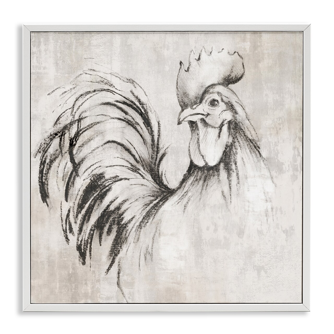 Stupell Industries Rooster Sketch Impression Framed Giclee Wall Art Design by Eli Jones